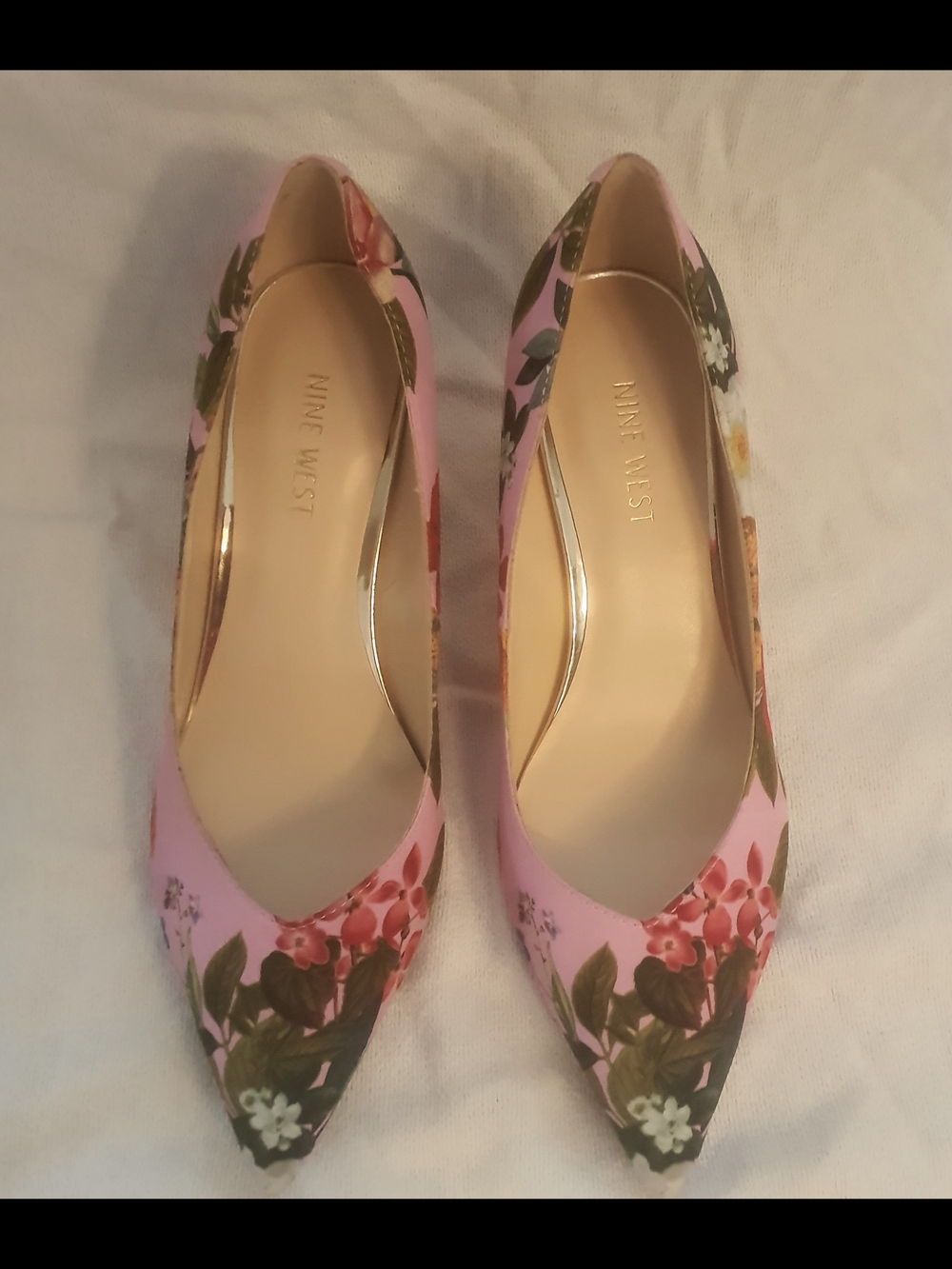 Nine West Pink Floral Pointed-Toe Heels - Picture 3 of 7